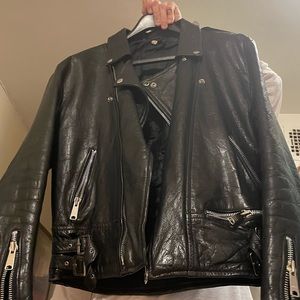 1980’s mens leather biker jacket. NYC. No brand label, it’s fantastic quality.